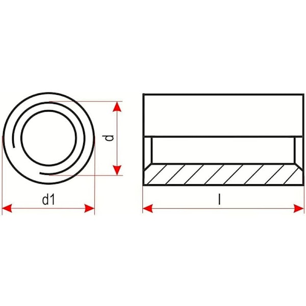 Kierteillä varustettu holkki M8 x 20 pyöreä ruostumaton teräs A2 - Liitäntämutteri - Liitäntämutteri V2A - Pyöreä malli (100, M8 x 20)