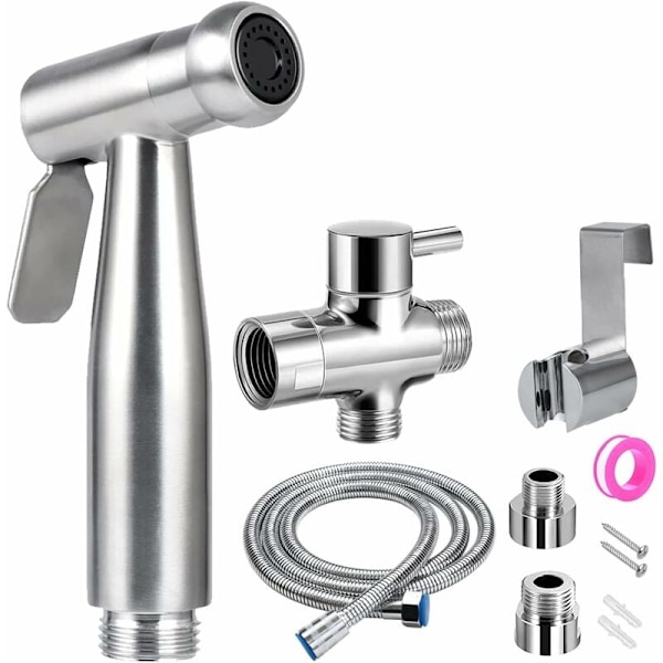 Toaletthanddusch Komplett Set - Toaletthanddusch Set med 3-vägsventil (1/2\"-3/8\") I Standardstorlekar Frankrike (Silver)