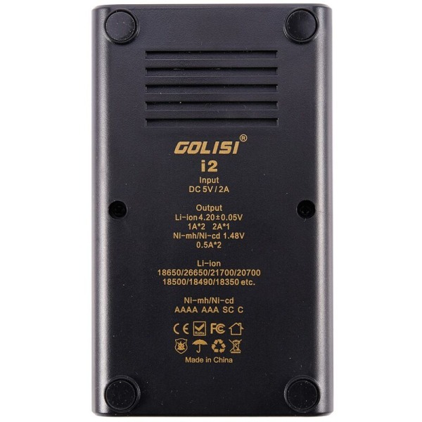 GOLISI I2 2.0A Mini Smart Batterilader Hurtiglading LCD-skjerm 18650 26650 20700 21700 Oppladbar Lader For Batteri