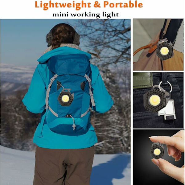 Mini-LED-ficklampa med flasköppnare och magnetisk bas 500 mAh Super Bright Portable för reparation, nödsituation, hundpromenader och utomhus Ca
