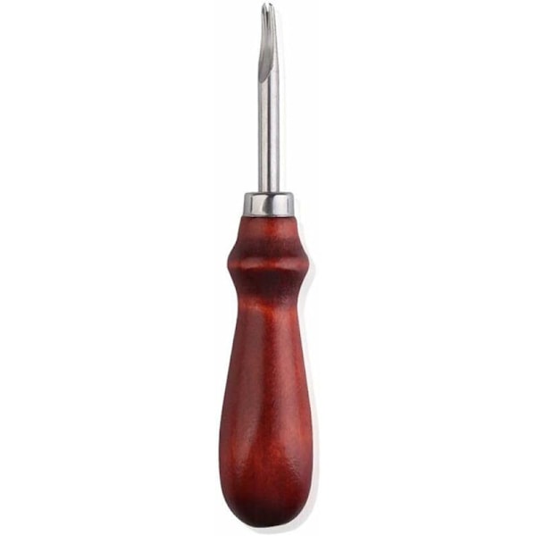 Glatt lærkant-avfasningsverktøy med trehåndtak, lærstingtrimmer, rustfritt stål, DIY-lærhåndverk, groover, avfasning, skiver (1,0 mm)