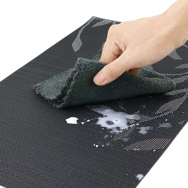 Sarja 8 lämmönkestävää vinyylialuslautasta, kudottu keittiön aluslautoille 45 cm 30 cm, tummat lehdet