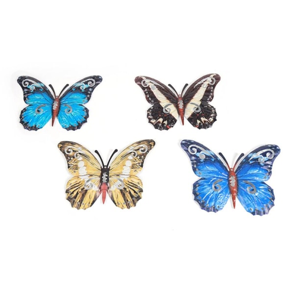 4 Pieces Series Metal Butterfly Wall Hanging Decor Home Bedroom Sculpture TV Background with Hook Indoor Outdoor Office Wall Art