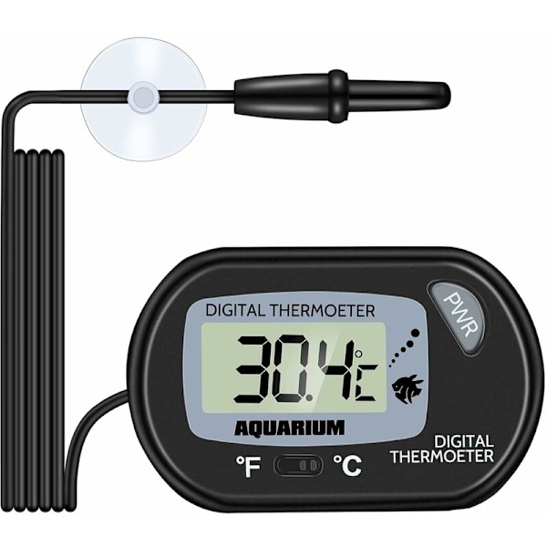 Akvarium Termometer - LCD Digital Akvarium Termometer med Sugkop og Neddykningsføler til Akvarium, Terrarium