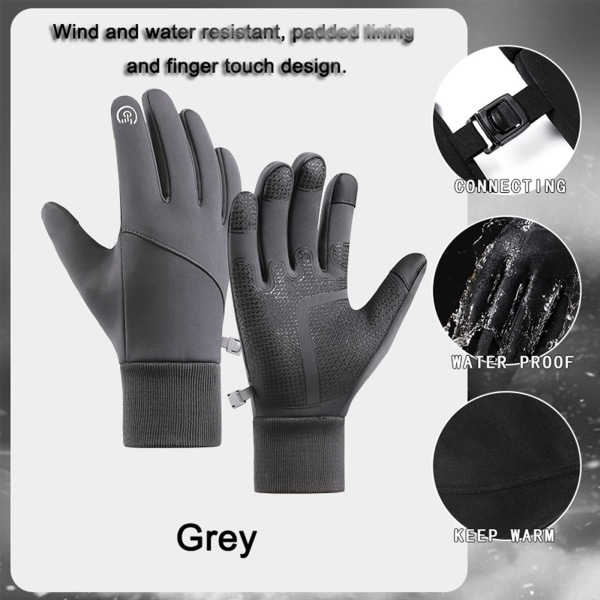 Unisex vinterberøringsskærm skridsikre termiske handsker Termohandsker til mænd og kvinder Vindtætte termiske løbehandsker str. L