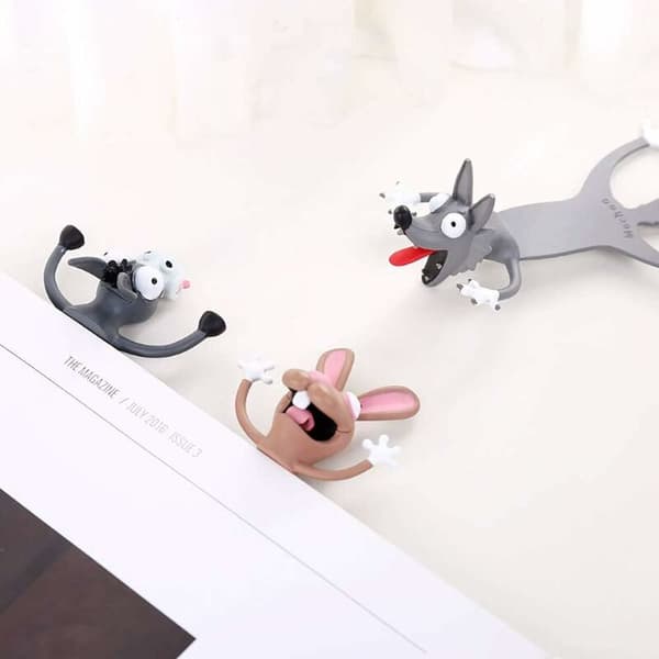 3D Stereo Cartoon Animal Bokmärke för Studenter, Perfekt Present (Varg) -