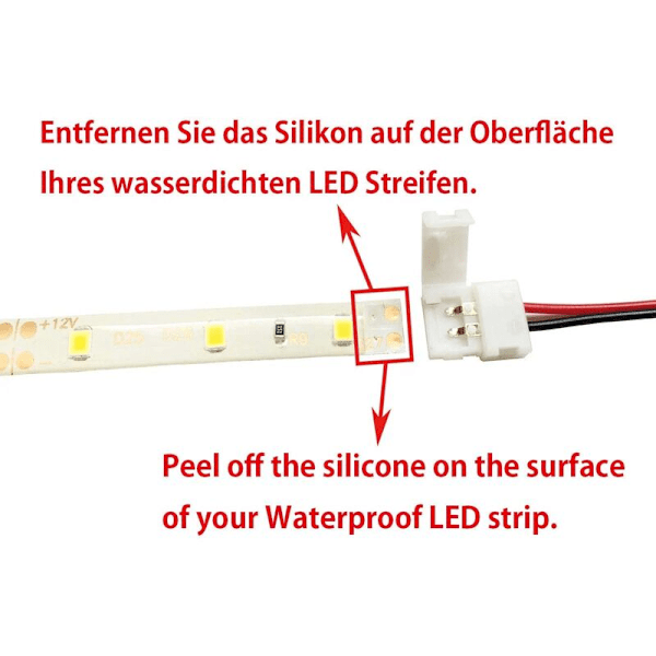 2-polet LED-stribeforbindelse Fleksibel Forlængerkabel 2-polet Flex LED-stribe LED-båndhjørneforbindelse til SMD 5050 5630 Monokrom LED-stribe 10 mm bred