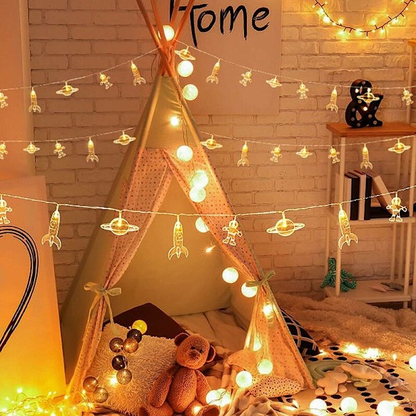 Akryl LED-fairylights för sovrum, inomhus och utomhus (varmvit, - 6 meter Batteri 40 lampor)