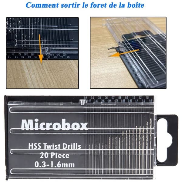 20 stk HSS Mini Twist Drill Bits Kit, Precision Mini Drill Bit Set, 0,3 mm-1,6 mm HSS Twist Drill Bits, Twist Drill Bits med boks for tremodellfremstilling