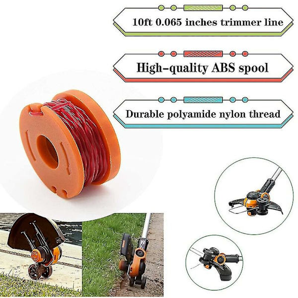 16 stk. Worx Wa0010 Wg175 spoletråd til trimmer, 10 fod