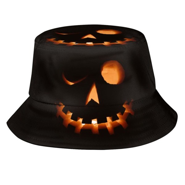 Halloween pumpa bucket hatt för män och kvinnor, moderiktigt unisex print Halloween dubbelsidig bucket hatt