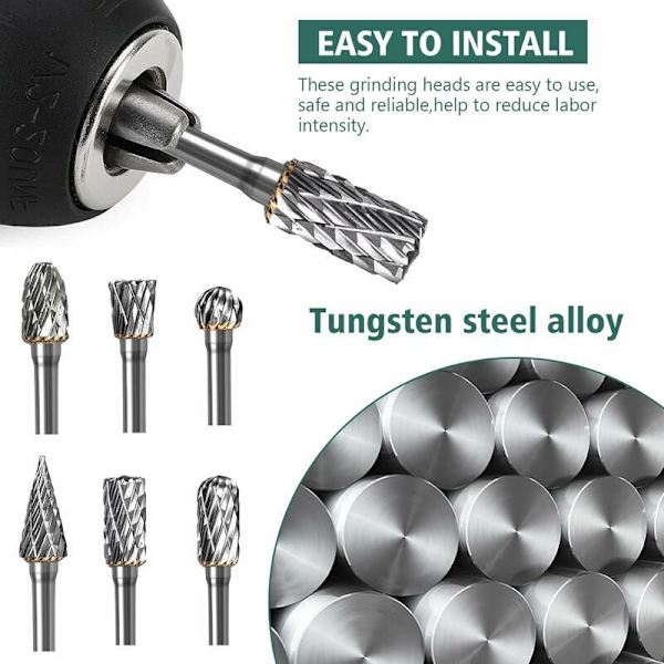 Dubbelskurna karbidfräsar för trä, gravering, volframfräsar med 3 mm skaft för metallskärning, polering, gravering, slipmaskin, 10 st