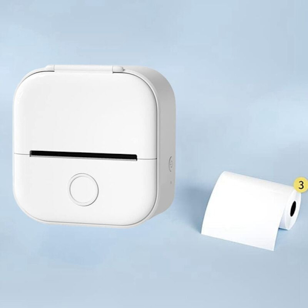 Mini lommeprinter, ny opgraderet bærbar mini termisk printer, Bluetooth trådløs fotoprinter (hvid)