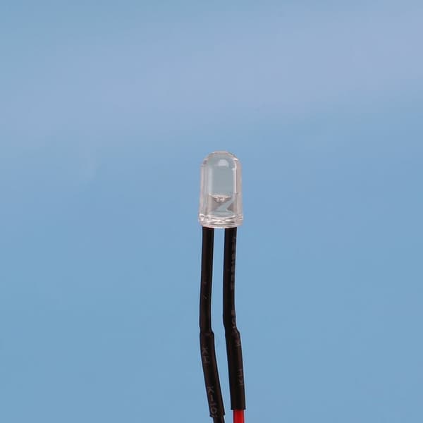 10 stk forhåndskablede, diffuse LED-diodelamper, 5 mm, 20 mA, DC 3-6 V, hvite