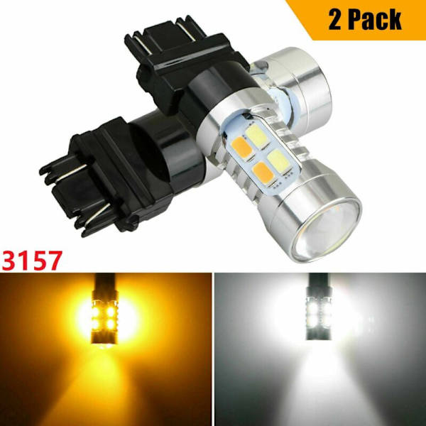 2X Tehokas 3157 LED DRL Valkoinen/Pysäköinti Vilkku 20-SMD-5730 Polttimot Kaksiväriset