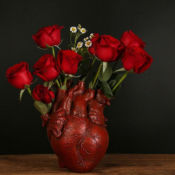 Nordisk stil harpiks vase anatomisk hjerte vase desktop plantepotte til indretning-E
