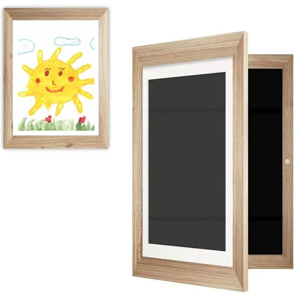 Bildram för barn - A4-fotoram för barn, 33x24cm, Träram för familjebilder för vägg, sovrum, vardagsrum, träfärg