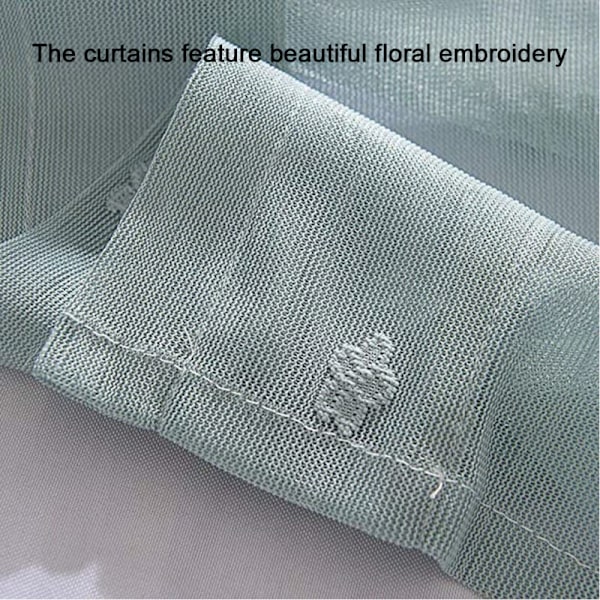 1 st Floral Lace Gardin Valance Broderad Halvtransparent Kort Fönstergardin för Kök Vacker Matrum Fönsterdekoration 13761cm Blå
