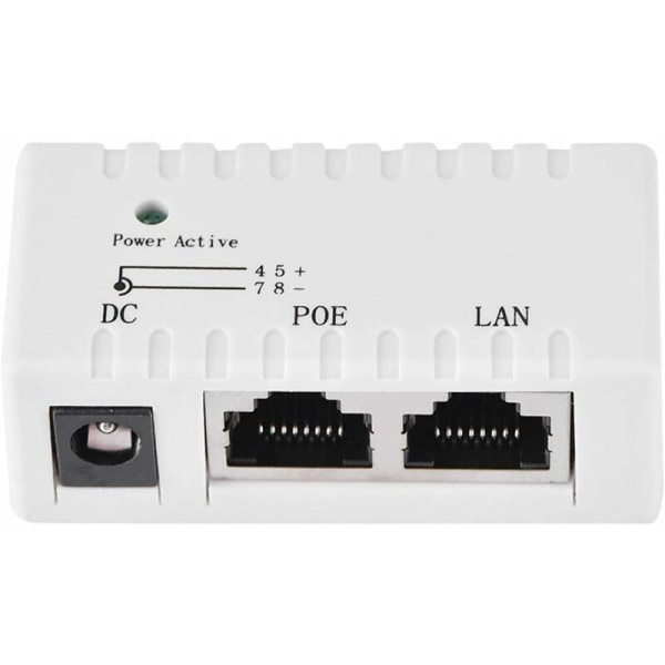 Power over Ethernet-injektoradapter for POE-splitter for LAN-nettverk (hvit)
