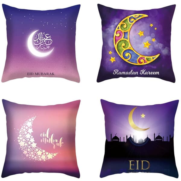 4 stykker Ramadan putedekor Eid Mubarak måne sofa pute for måne sofa pute