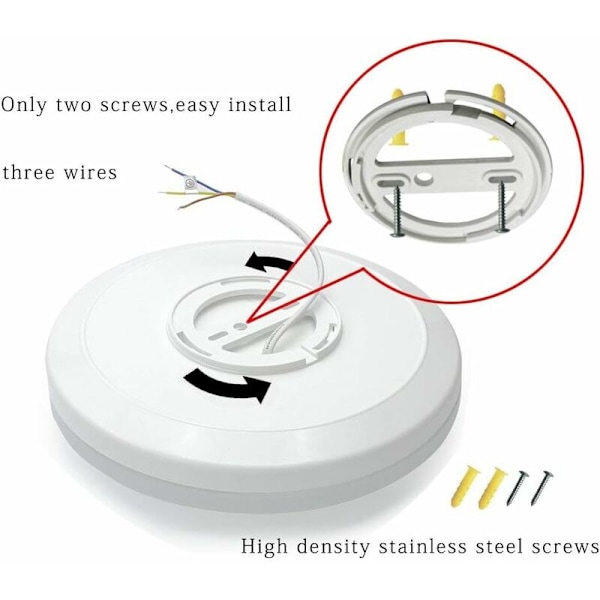 12W LED Taklampe, 23 x 5 CM Taklampe, Vanntett IP44, Nøytral Hvit 4000K, Rund LED Lampe for Bad, Soverom, Gang, Inngang, Sett