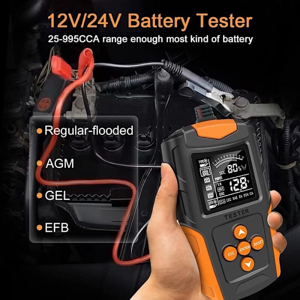 12V 24V Bilbatteritestare Automotive Digital Auto Batterianalysator Noggrann Batteridiagnostikverktyg