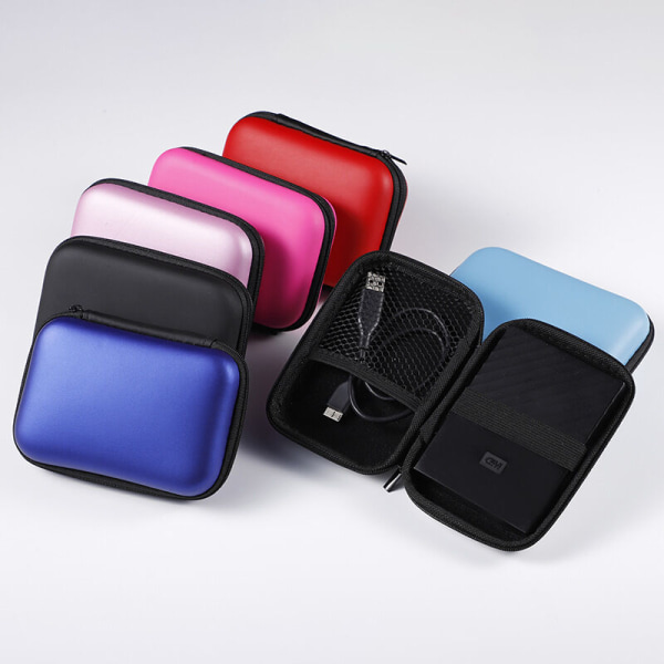 Mini hodetelefon oppbevaringspose mobiltelefon datakabel lader oppbevaringsboks bærbar headset datakabel myntpung 1 stk (rød)