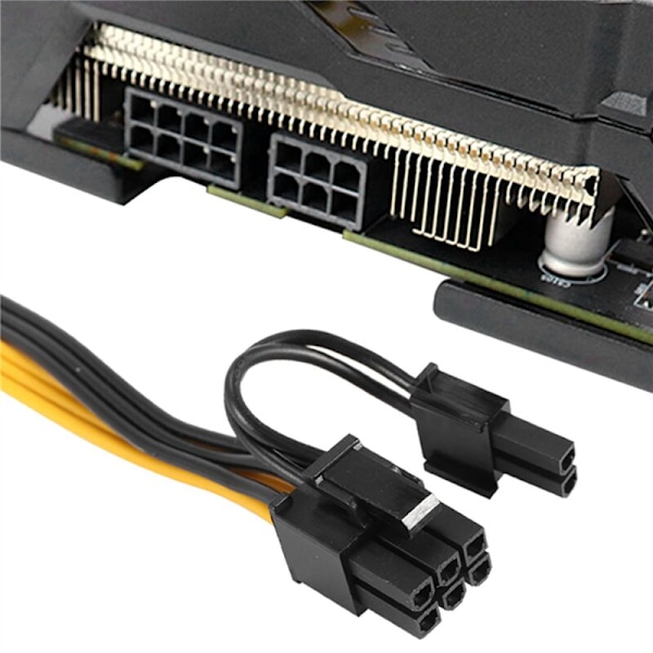 6 stk PCI-E til 8-polet (6+2) (Han Han) GPU Strømkabel 50 cm til Grafikkort Mining Breakout Board