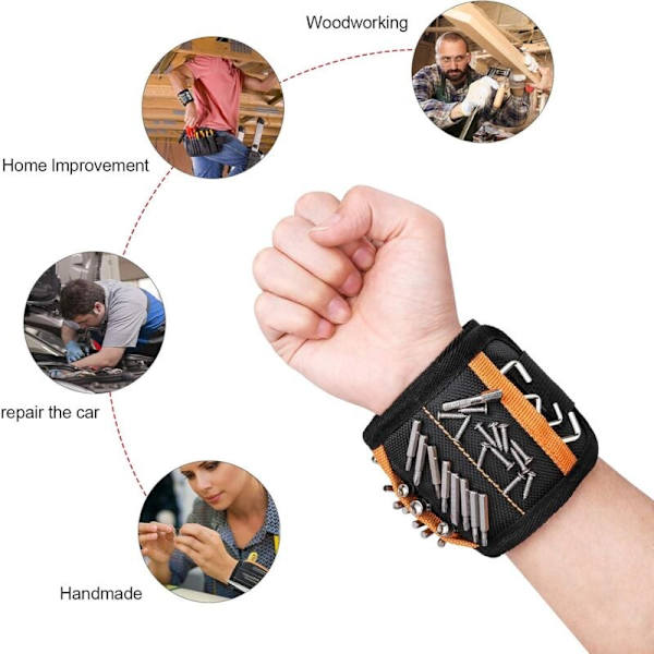 Magnetisk armbåndsverktøy Magnetisk armbånd DIY Handyman med 15 kraftige magneter Beste gaver til menn for elektrikere, håndverkere, DIY-entusiaster