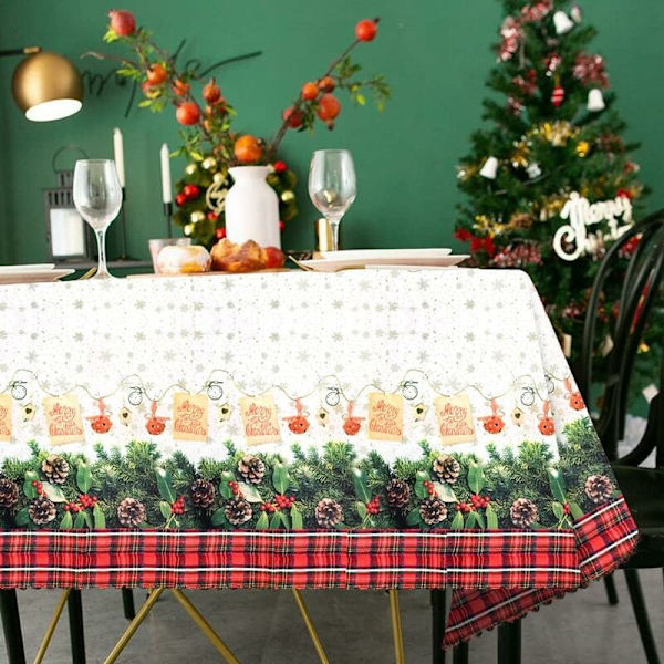 Julbord Dukar Rektangulära, Tvättsbara Julbord Dukar Stor Julduk Överdrag Julmatbord Duk för Semester T