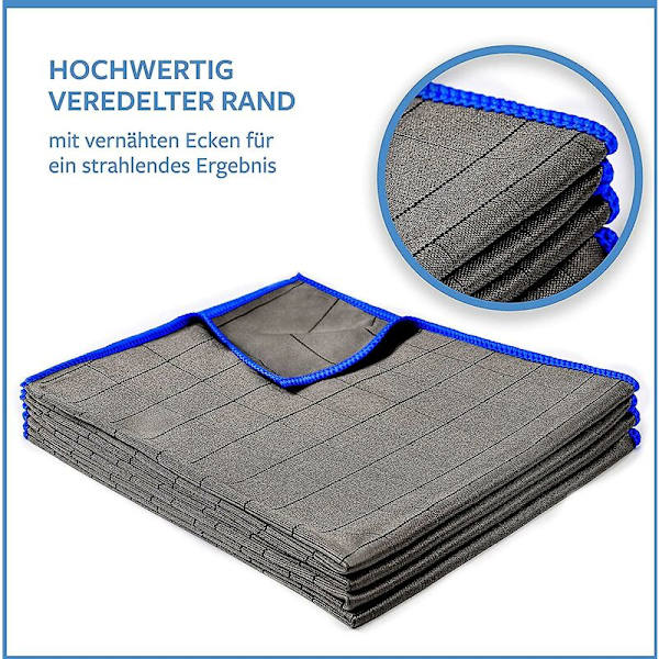 4X Professionelle Mikrofiber Glasklude 400 g/m2 - stribefri rengøring af vinduer, glas - Ekstremt absorberende, fnugfri poleringsklude 50x40c