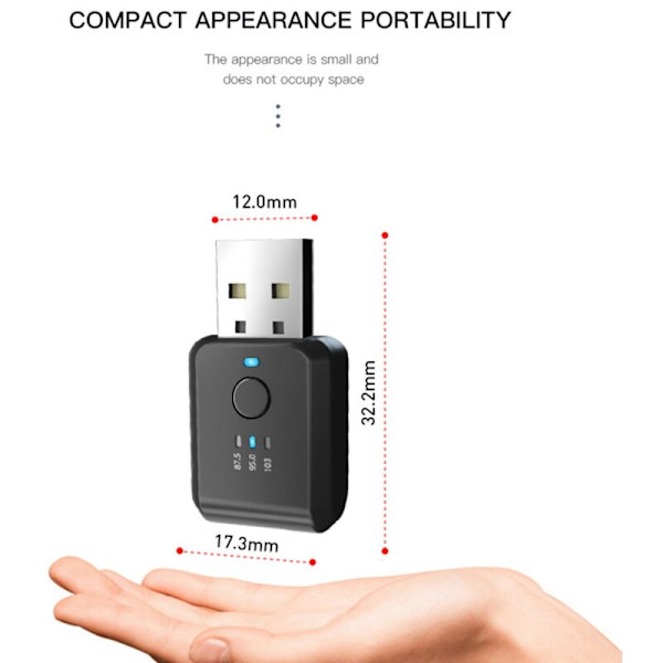2X Auton FM-lähetin ilman Bluetooth 5.1 Radiomodulaattori Handsfree-äänensovitinsarja Ei melua Lisävarusteet Viive