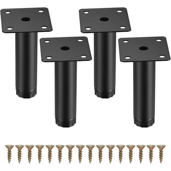 4 stycken möbelben, 10 cm/4 tum justerbara möbelben, metallfästningsstödben för möbler/bord/stol/skrivbord/kök/skåp/soffa - RWFur