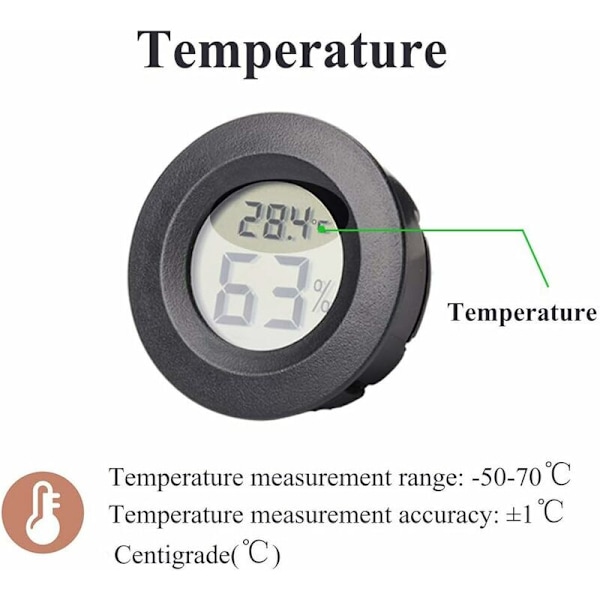 Mini Hygrometer, 4-pack Små Digitala Termometer Hygrometer Monitor Inomhus Utomhus Luftfuktighetsmätare Mätare för Bil Växthus Hem Källare Vit