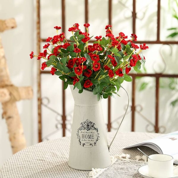 Kunstige Små Rose Vildblomster Falske Udendørs Blomsterbuket Silke Blomster Indendørs Udendørs Hængende Plante Hjem Køkken Kontor Bryllup Have Dekoration 3