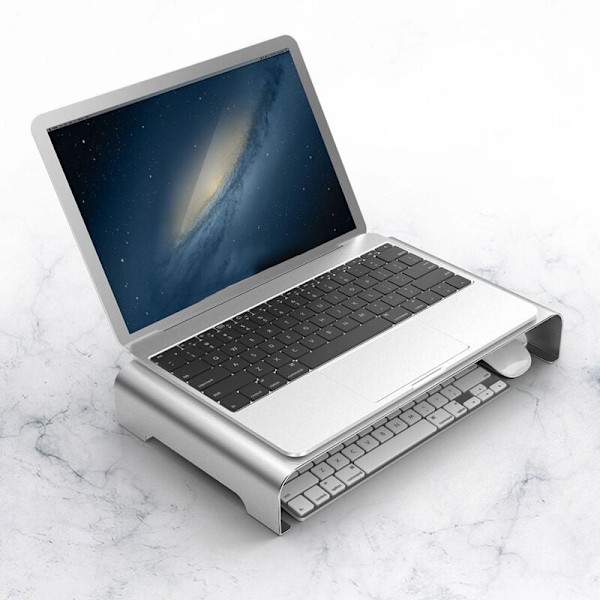 Aluminiumlegering Display Skärm Förvaringsställ Laptop Stativ Hållare, Datorskärm Hållare, Silver