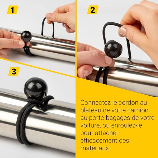 25 stk. Bungee-snore med kugler - Sæt med 15 cm universelle spændere med bånd - Robust elastisk strop perfekt til camping, bagage & presenninger -