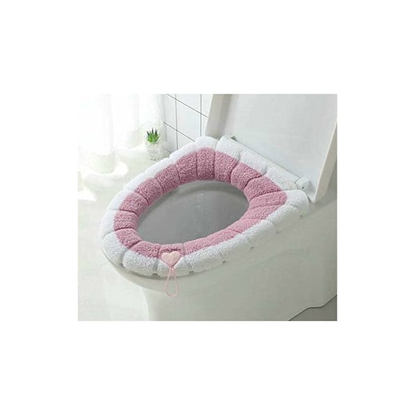 2 Pak Universal Vandtætte Toiletbræt Puder med Hængesløjfe - Blød og Varmt - Vaskbar (Pink)