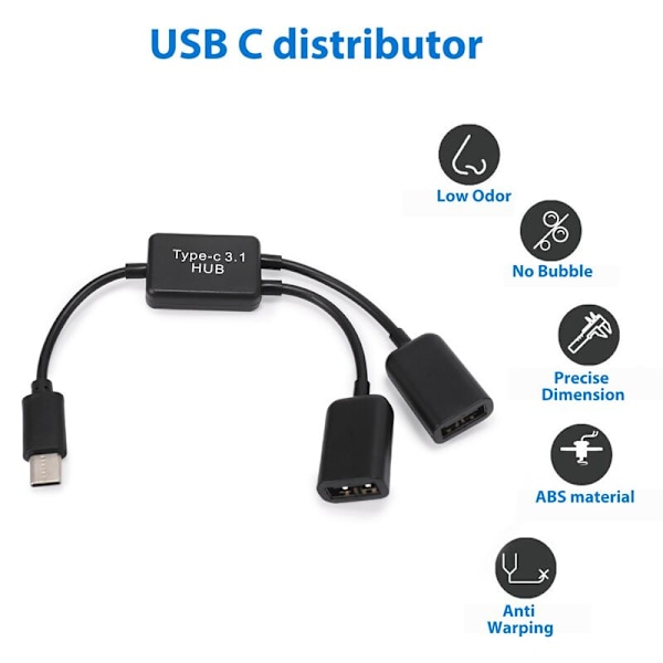 Tyyppi C Otg Usb 3.1 Uros A Kaksinkertainen 2.0 Otg Lataushubi 2 Porttia Kaapelin Y-jakaja