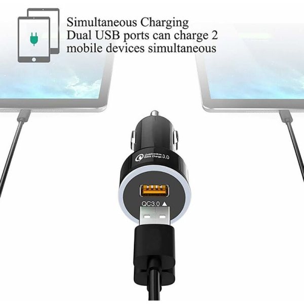 For Bil Rask Bil Lader Hurtig Ladning 3.0 Dual USB Port Adapter 35W for IPhone 12 Pro Max Mini XR 11 7 8 Plus