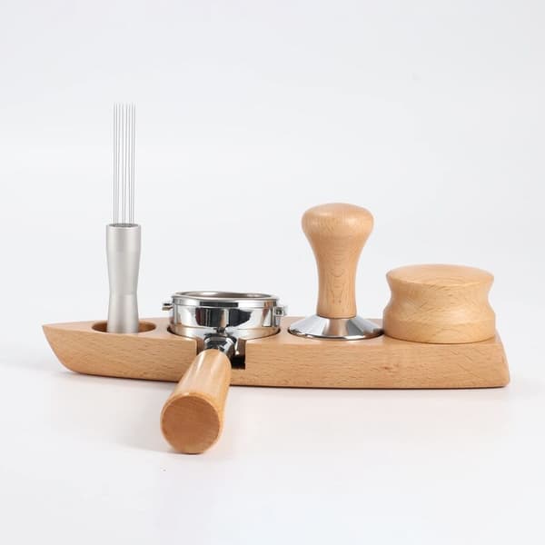 Solid Wood Coffee Powder Seat Boat Handle Holder Powder Press Base for Coffee Accessories 58Mm Beech