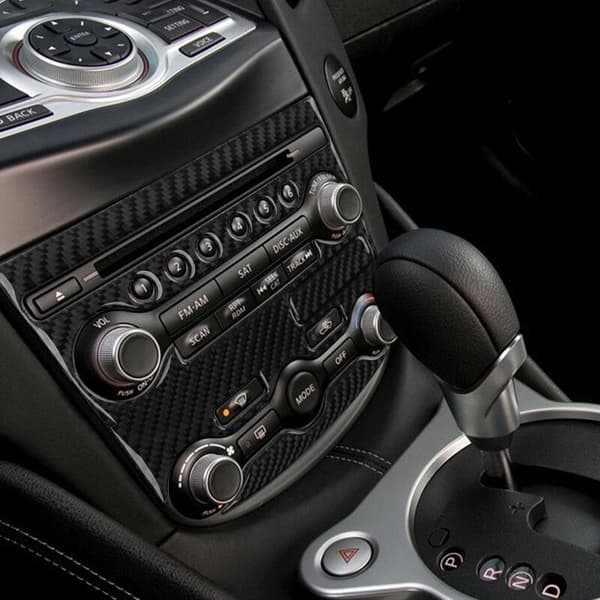 2 stk. Bilfiber Interiør Konsol Aircondition Multimedia Juster Panel Dæksel Trim til 370Z 2009-2020