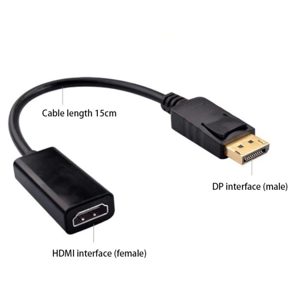 DP til HDMI-kompatibel adapter, DP til HDMI-kompatibel konverter, forgyldt eller han til hun-grænsefladekonverteringsledning