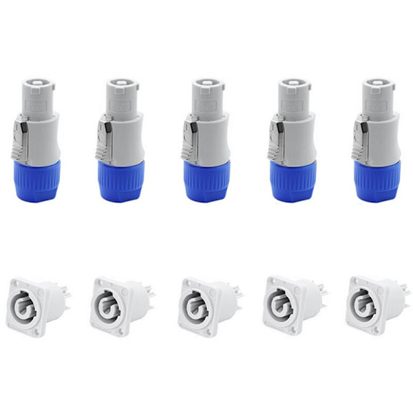 Powercon 3-polet AC-stik, han-stik, NAC3FCA AC-strømstik 20A/250V til LED-skærm, scene belysning, grå