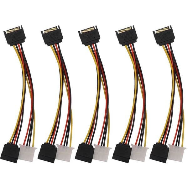 5 stk. SATA 15-bens han til 4-bens IDE + SATA-adapterkabel