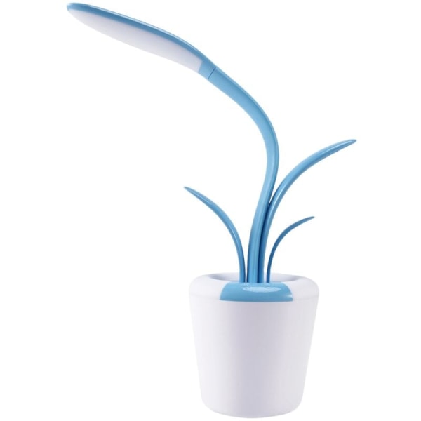 USB LED-leselampe, bordlampe, øyepleielampe, skrivebordslampe, tre lysstyrkenivåer, fleksibel armlampe for soverom, arbeid, blå
