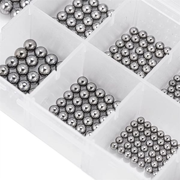 600 stk. 12 rustfrie præcisionsstål kugler størrelse 1-8 mm metrisk cykel leje kugle sortiment kit mix kugler
