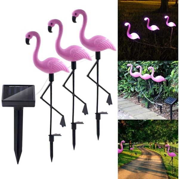 Flamingo Solcellsgräslampa, Solcellslampa för Trädgård, Vattentät LED-lampa för Dekorativ Trädgård