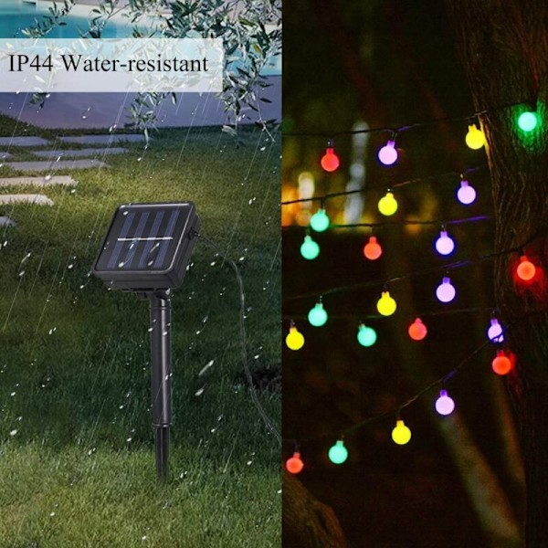 CMODIHI Solcellelys Girlander, Utendørs Solcellelys Girlander, Solcelle Guinguette Girlander 6,9M 50 LED Vanntett IP44 med 8 Lysmoduser for Innendørs og Utendørs