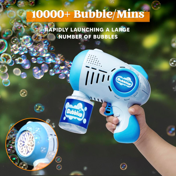 1-pack bubbelpistol med 1 flaska bubbelpåfyllning, bubbelpistolmaskin för barn, vuxna, sommarleksak, påskkorgfyllare, födelsedagspresent, partyfavorit